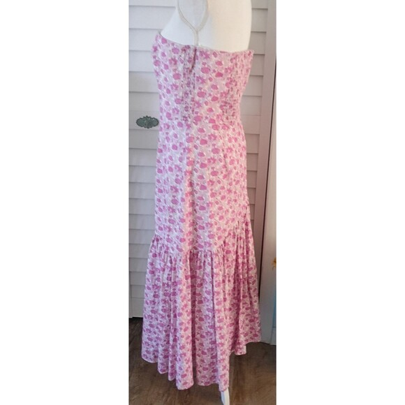 Tuckernuck Hyacinth House Assymetrical Ruffle Floral Camellia Strapless Dress L - Picture 6 of 10